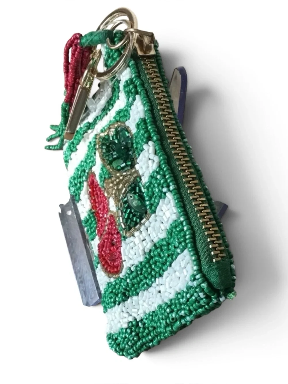Sincerely, Jules beaded cherry  coin purse zip pouch NEW IN BOX